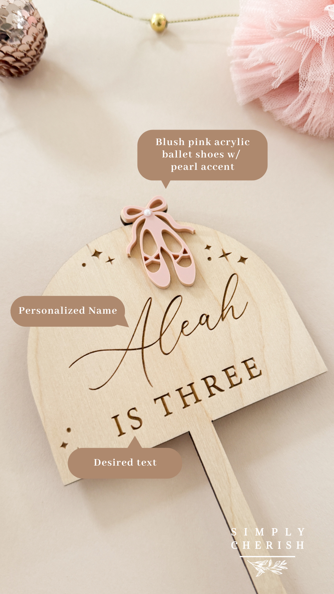 Ballerina Shoes Cake Topper