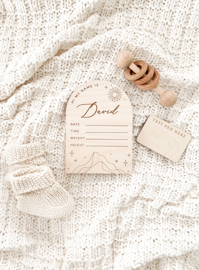 Baby Announcement With Birth Stats | Boho Arch