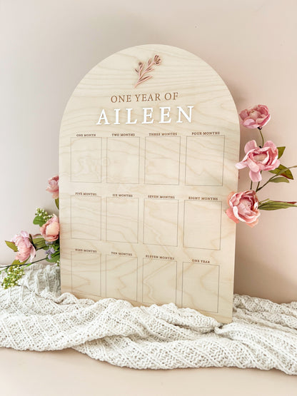 My First Year Birthday Photo Board | Wildflower Arch