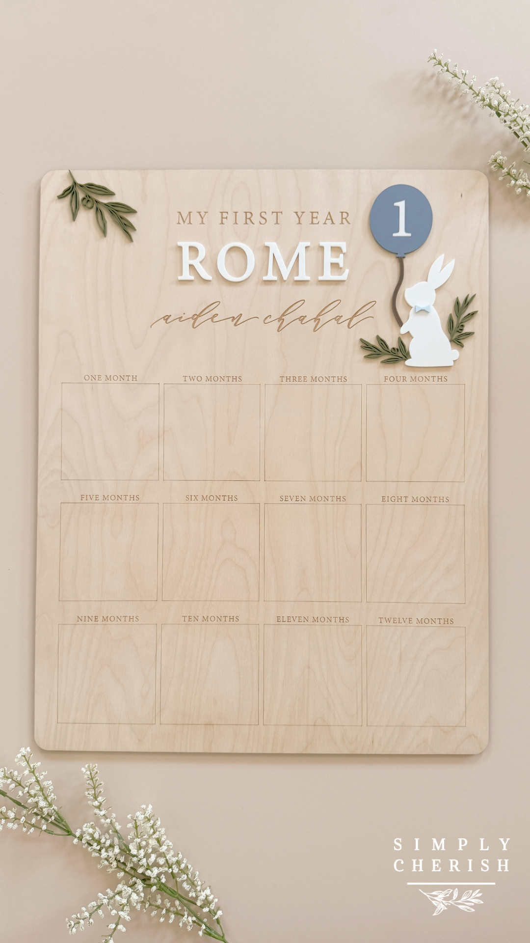 My First Year Birthday Photo Board | Bunny Rabbit