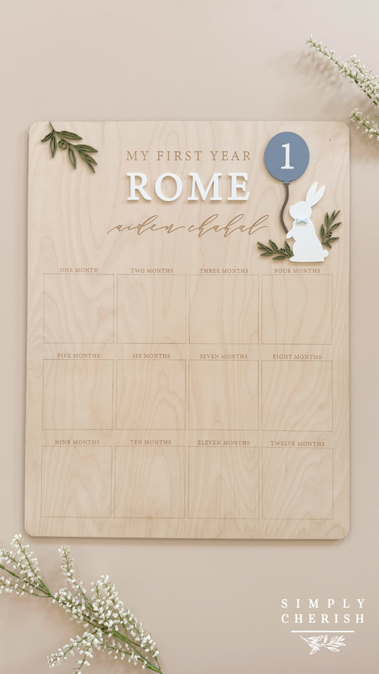 My First Year Birthday Photo Board | Bunny Rabbit