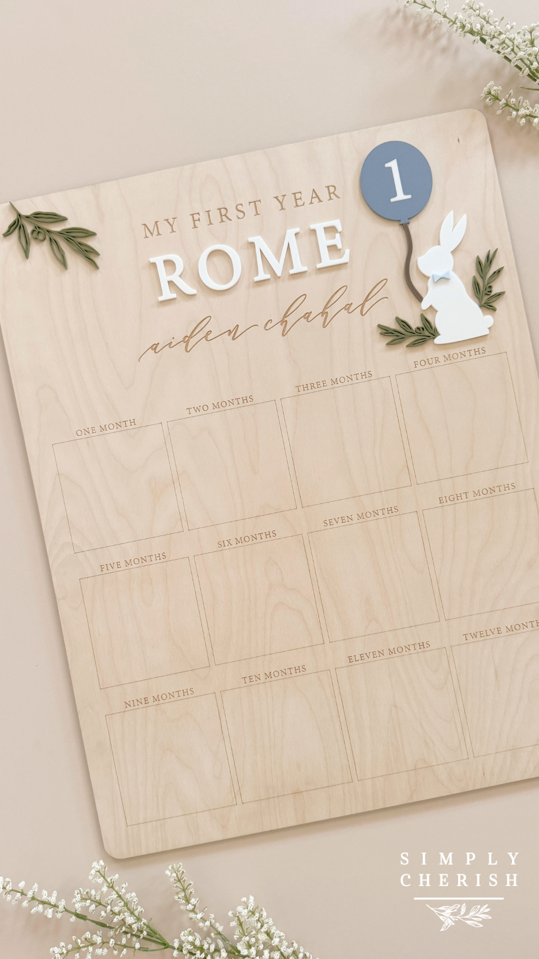 My First Year Birthday Photo Board | Bunny Rabbit