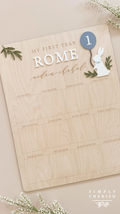 My First Year Birthday Photo Board | Bunny Rabbit