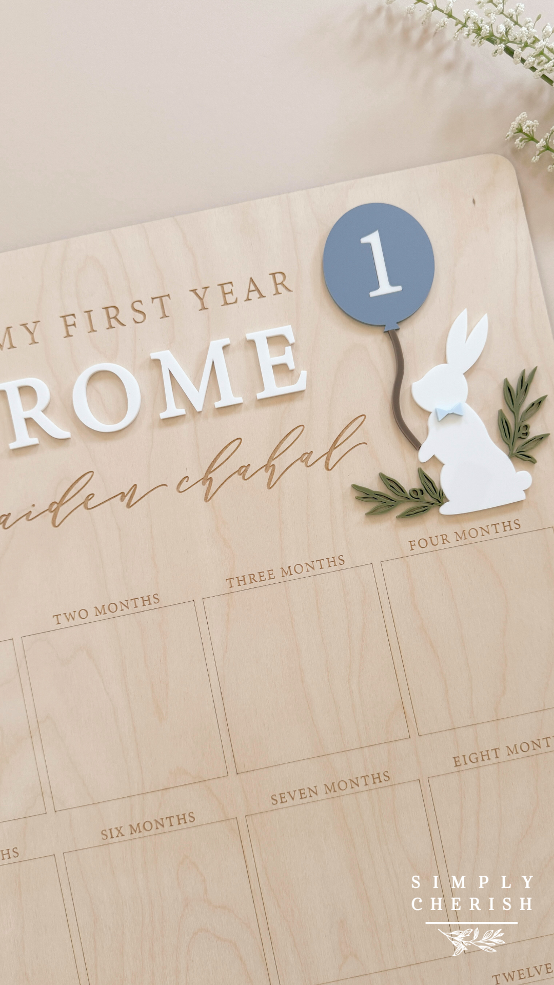 My First Year Birthday Photo Board | Bunny Rabbit