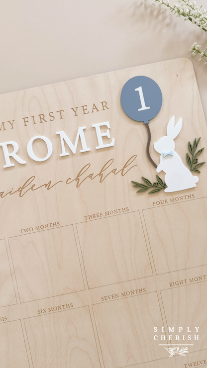 My First Year Birthday Photo Board | Bunny Rabbit