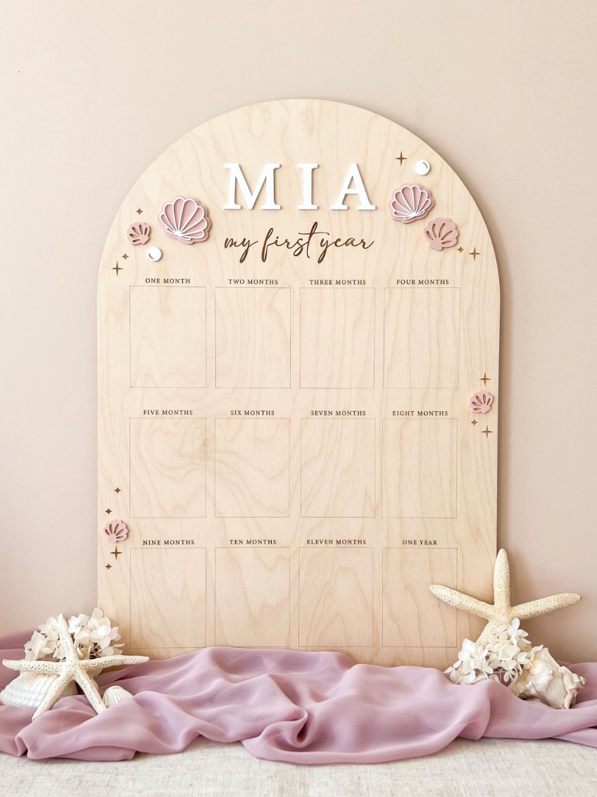 My First Year Birthday Photo Board | Seashell