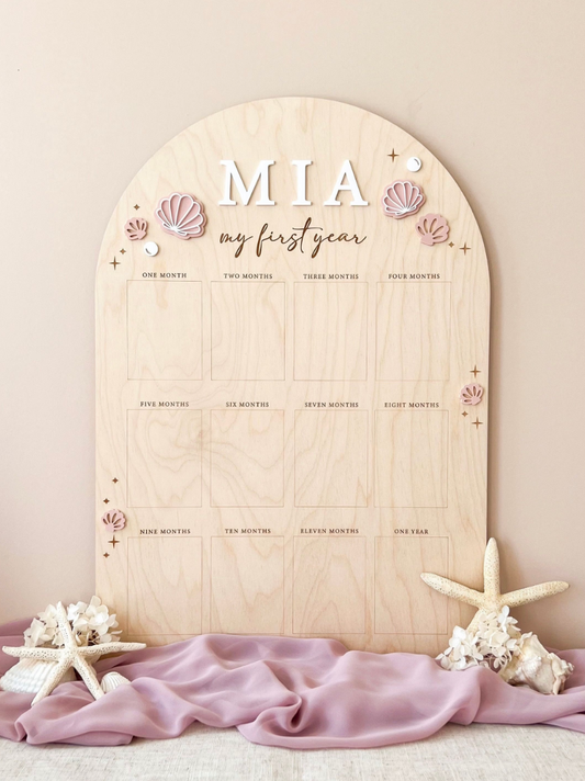 My First Year Birthday Photo Board | Seashell