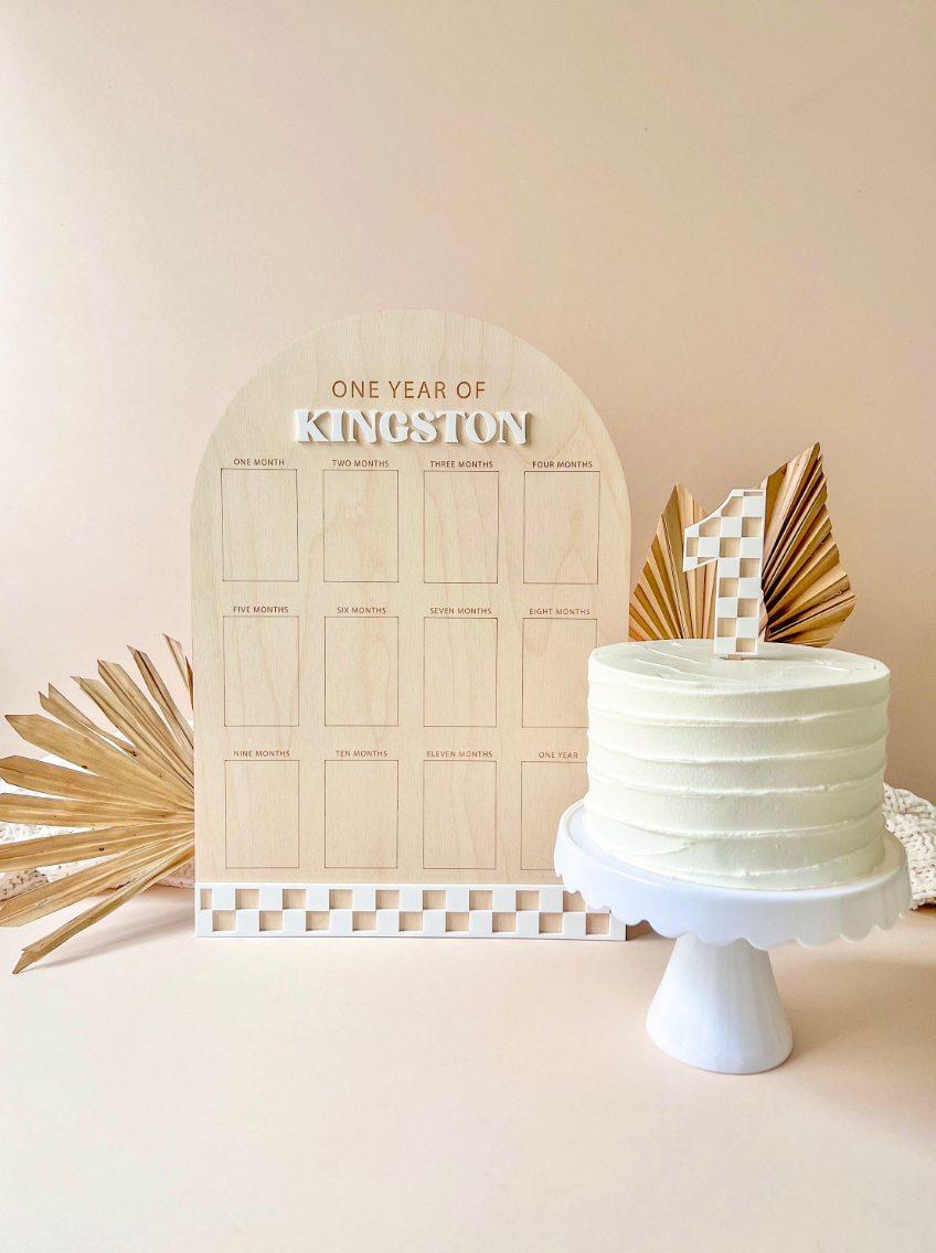 My First Year Birthday Photo Board | Checkered Arch