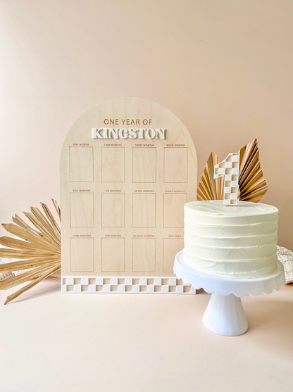 My First Year Birthday Photo Board | Checkered Arch