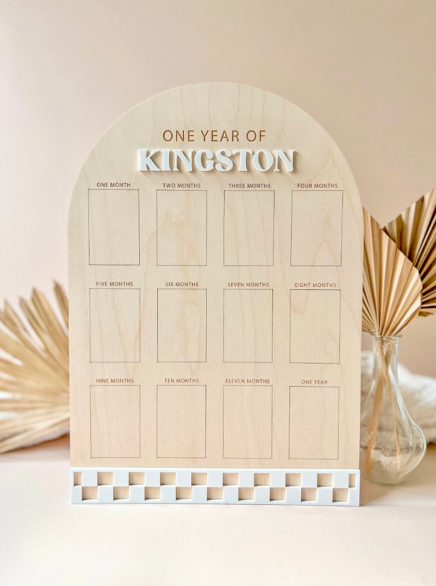 My First Year Birthday Photo Board | Checkered Arch