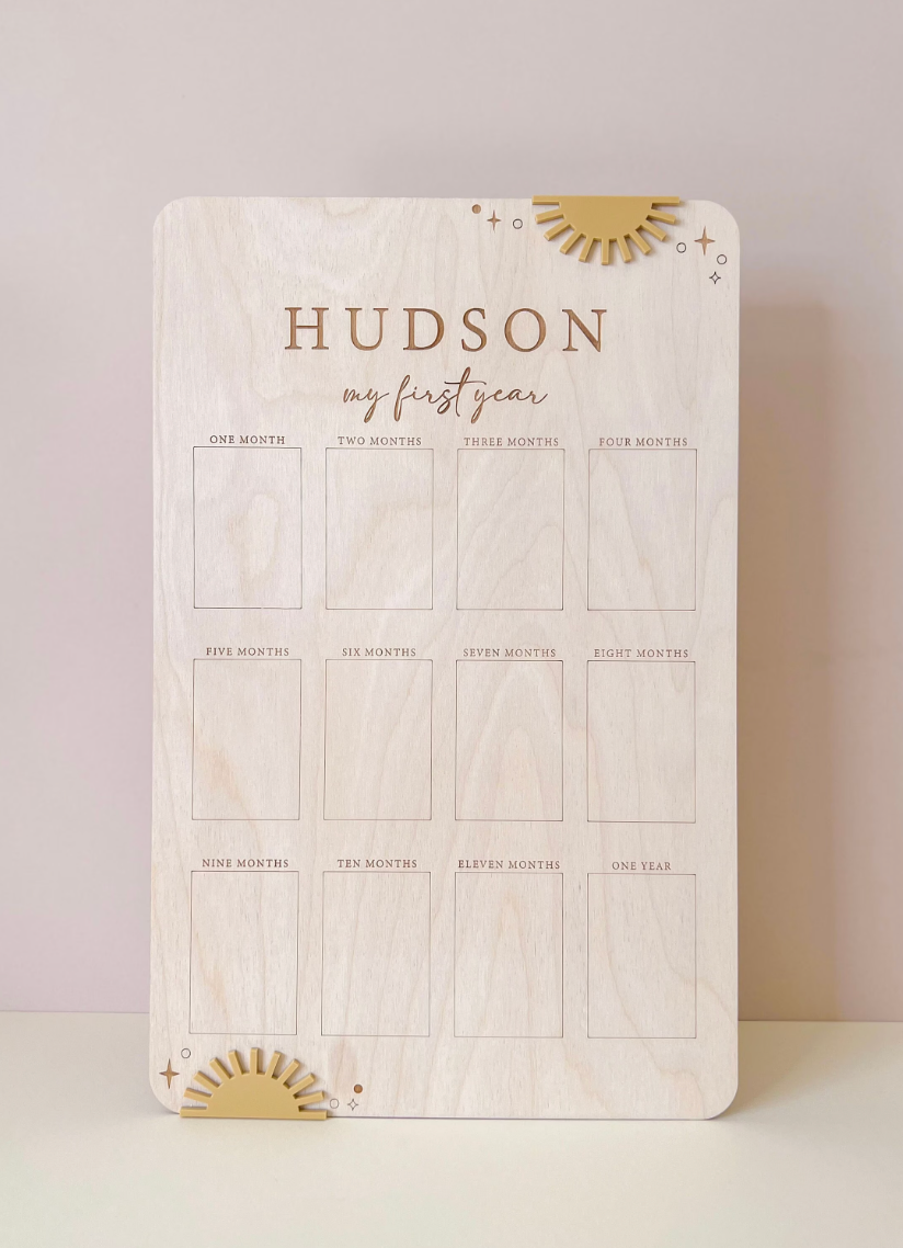 My First Year Birthday Photo Board | Boho Sun