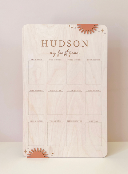 My First Year Birthday Photo Board | Boho Sun