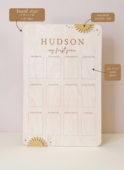My First Year Birthday Photo Board | Boho Sun