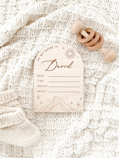 Baby Announcement With Birth Stats | Boho Arch