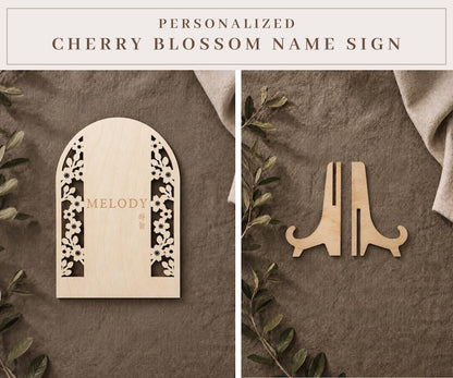 Cherry blossom name sign with included display stand
