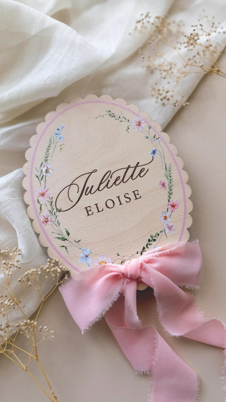 Juliette Eloise floral wreath name sign